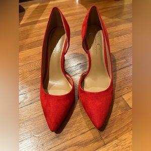 Jessica Simpson red heels “suede”